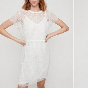 Aritzia Little Moon Olive Dress in White Lace Size Small